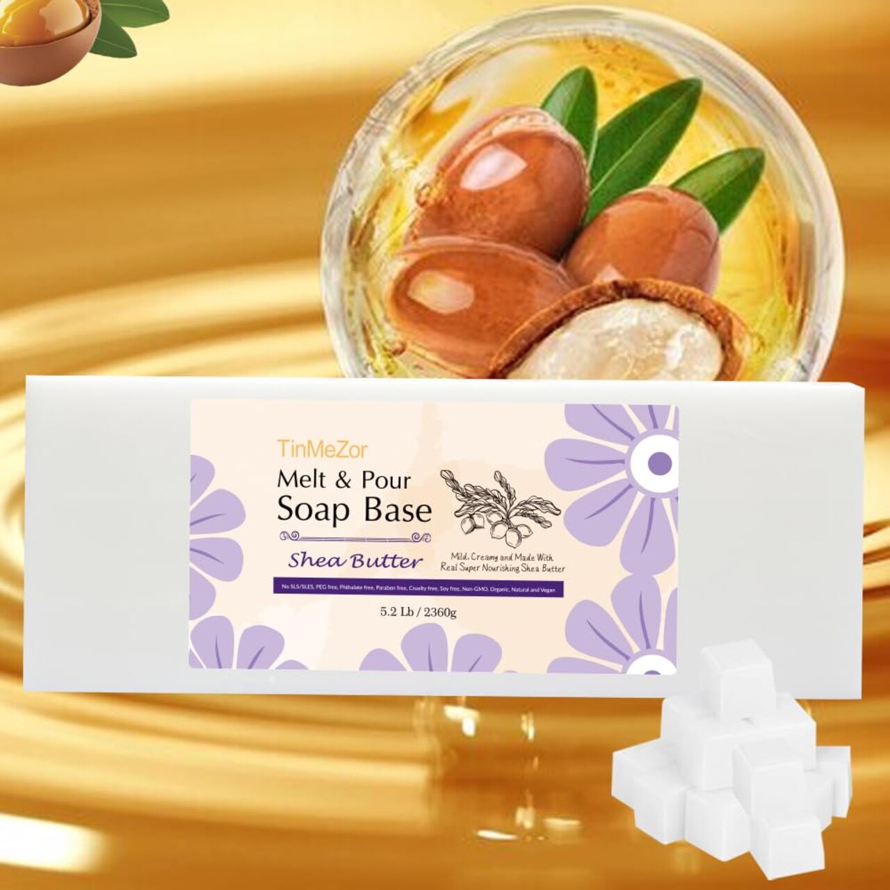 Shea Butter Soap Base 5.2lb, with Goat Milk, Shea Butter, Oatmeal, Coconut,Honey,Natural White Handmade Organic for Soap Making,Easy to Melt and Pour